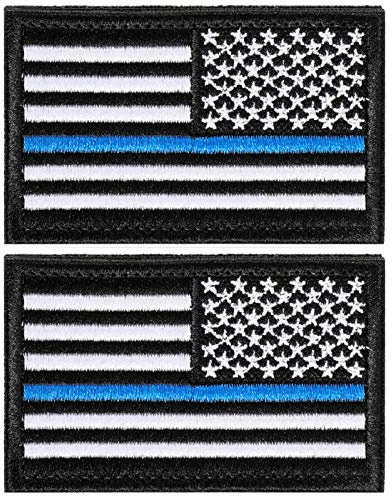 2 Pieces Tactical USA Flag Patch American Flag US United States of America Regular and Reverse Military Uniform Emblem Patches (Black & Blue - 2 Packs Reverse)