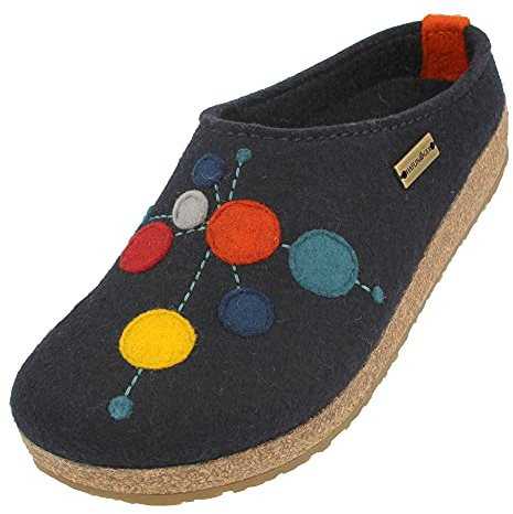 HAFLINGER Grizzly Faible Filzpantoffeln mit Gummisohle Mittelblau, Gr. 40