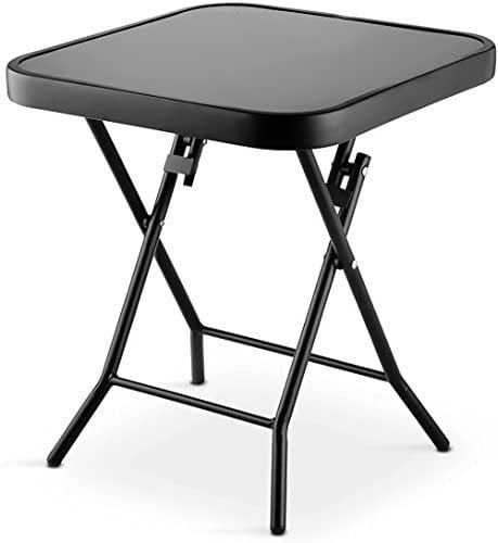 Crystals® Folding Side Table, Glass Top Table, Small Side Stool Drink Coffee Garden Home Furniture