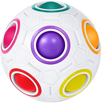ROXENDA Regenbogenball Knobelspiel Zauberball - Fidget Ball Geschicklichkeitsspiel für Kinder, Erwachsene, Mädchen & Jungen ab 6 Jahren (Weiß)