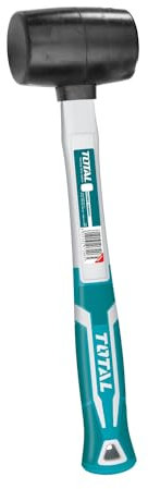 TOTAL - Mazza in gomma | 450 g | Ideale per lavori di taglio | Per la regolazione di parti in ceramica | Colpisce senza danneggiare la superficie | Manico in fibra | Testa in gomma nera