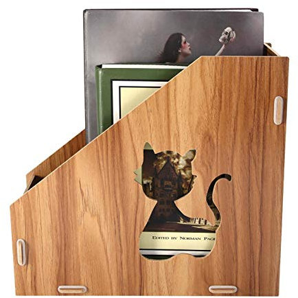 Desktop-Regal, moderne Hollow-Out-Katze DIY Office Display Rack Magazin File Organizer Desktop-Dokumentensortierer