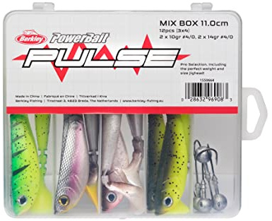 Berkley Pulse Shad Weichgummi Angelköder und Jigkopf Hakenset – Set aus Paddle Tail Soft Baits mit gewichtsangepassten Angelhaken für Hecht, Barsch, Zander
