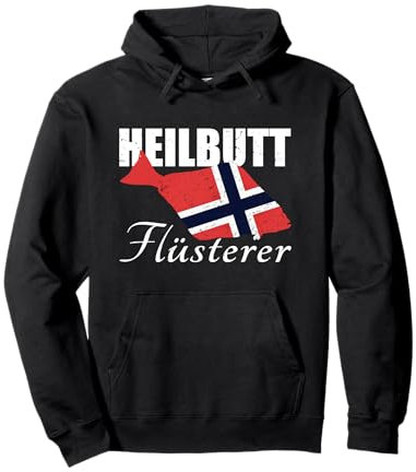 Heilbutt Flüsterer Angeln Hochseeangeln Norwegen Flagge Pullover Hoodie