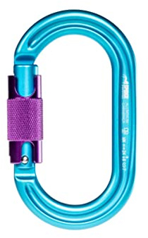Spider SLACKLINES - Anodeeritud alumiiniumist ovaalne karabiin - 72g - helesinine - Karabiner mit Schraubverschluss