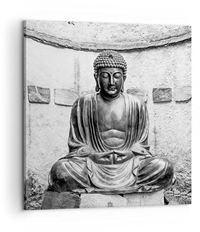 ARTTOR Bilder auf Leinwand Japanisch Buddha Statue Leinwandbild 60x60cm Wandbilder Dekoration Wohnzimmer Schlafzimmer Küche Deko Groß Wanddeko Bild Wand Kunstdruck Art Wall Decor Canvas AC60x60-4329