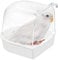 Xiumeso Baignoire pour Petits Oiseaux, Baignoire Suspendue Fournitures de Cage à Oiseaux avec Crochets, Baignoire Semi-Circulaire en Plastique pour Pinsons, Perruches, Alouettes, 13.3X13X13cm