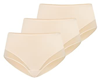 Teyli Damen 3er Pack Slip Taillenslip Baumwolle Hohe Taille Beige XXL