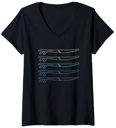 Damen Surfboard Vintage Surfer Surfboard Surfboard T-Shirt mit V-Ausschnitt