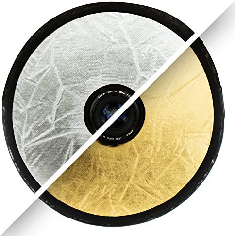 ayex 2in1 Faltreflektor Mount Lichtreflektor rund mit Objektivöffnung, Gold/Silber 30cm