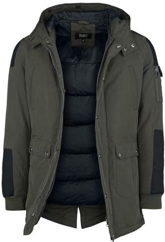 Black Premium by EMP Herren oliv-grüne Winterjacke mit Kunstfellkragen S