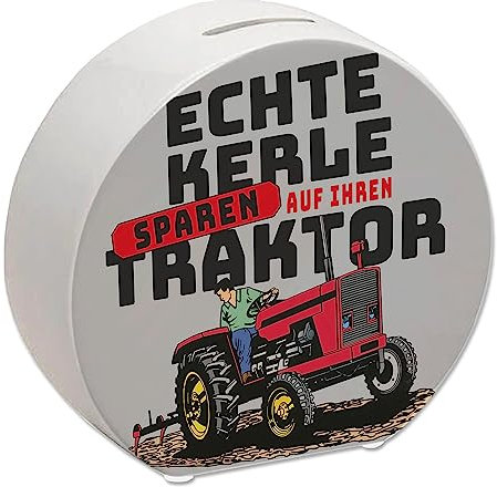 Echte Kerle sparen auf ihren Traktor Spardose für Landwirte in grau für EIN echtes Dorfkind, das später mal einen dicken Bulldog Fahren Will um Frauen zu
