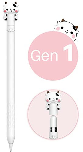 NIUTRENDZ Karikatur Apple Pencil Hülle Süßes Silikon Ärmel Haut Zubehör (Weiß, Apple Pencil 1st Generation)