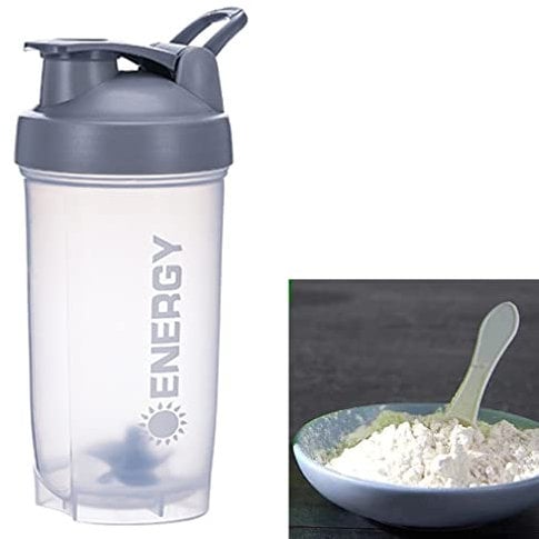 DDSHUN Protein Shaker Bottle 500ml with Mixing Ball, BPA- and DEHP- free, Leakproof Flip On Lid, Odourless, Temperature Safe, Dishwasher Safe Sports Supplements Shakes for Men and Women (Grey)