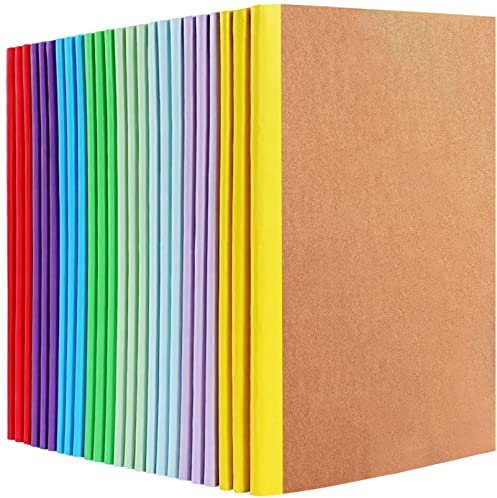 Loccmat Notizbuch A5 Liniert,24 Stück Notizblock A5 Kraft-Notizbücher,A5 Notizheft Liniert mit Regenbogenrücken,Tagebuch Notizbücher für Schule Büro,60 Seiten/30 Blatt,Liniert,21 x 14 cm