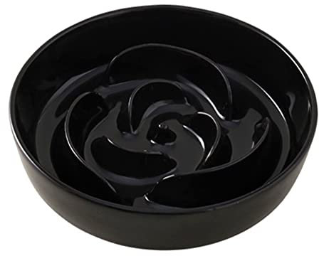 Koomuao Anti-Schling-Napf für Hunde und Katzen,Keramik,Fressnapf Hund Futternapf Katze,Slow Feeder Futternapf,Langsam zu Essen, und Schützen Sie Den Magen, rutschfeste Unterseite (Schwarz)