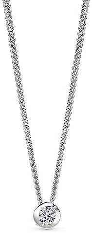 OROVI Schmuck Damen Solitär Silberkette mit Anhänger weißer Solitär funkelnder Zirkonia im Brillantschliff, Zeitlose klassische Halskette aus 925 Sterling Silber, 46 cm lang