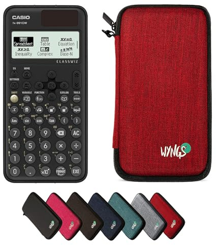 Casio fx-991CW including a WYNGS protective case in Red - Basic Set