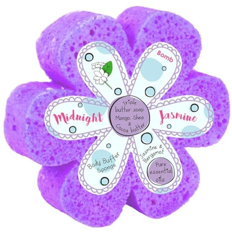 Bomb Midnight Jasmine Body Buffer Triple Butter Duschschwamm, 165 g