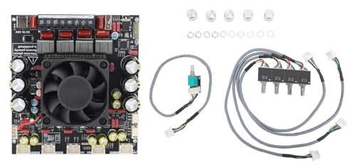 Fyearfly 600W Amplifier Board, Digital Audio Stereo Subwoofer 2x300W 2.1 Channel 18-50V DC with Power Adjust Knob