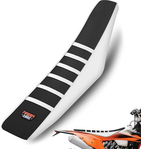 sawrain Dirt-Bike-Sitzbezug, universal, Gerippter Pit-Bike-Sitzbezug für Motorrad, Enduro, Motocross, Weiß-Schwarz