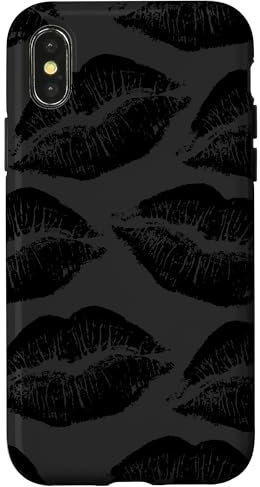 Kisses marks lipstick black for women girls makeup artist Case for iPhone X/XS