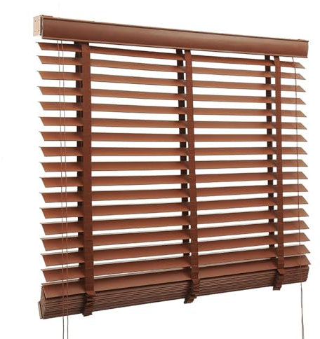 Wooden Blinds 50mm Slats,Horizontal Blinds for Windows,Wood Venetian Blinds Window Shutter Blinds,40-150cm Wide Blackout Windows Shades,Easy Fit Curtains,WxH-110x112cm/43x44in