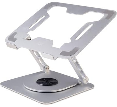 Ewent Support pour Ordinateur Portable en Alliage d'Aluminium Rotatif à 360°,Support Ergonomique Réglable en Hauteur,Pliable et Antidérapant, Ventilation, pour les ordinateurs portables de 10 à 17,3