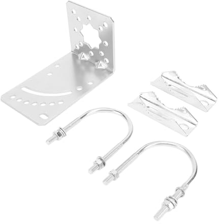 Abrazadera de Mástil de Antena, Abrazadera de Mástil de Antena Doble con Base de Montaje, Accesorios de Montaje de Tubería con Pernos en U para TV Vía Satélite
