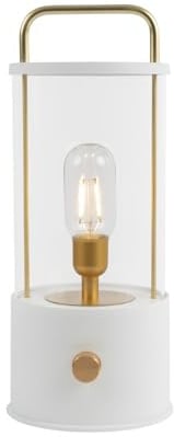 Idena 50126 - LED Campinglaterne in Weiß, Lampe für Innen- und Außen, Wiederaufladbar und dimmbar, ca. 35 cm, tragbare Leuchte