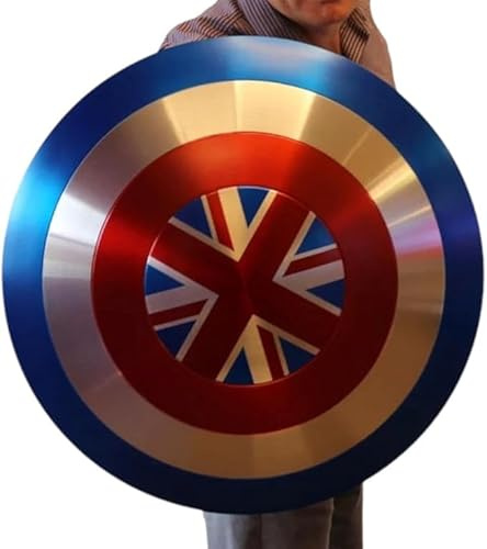 Gulvintilabcal Captain Carter Schild – Metallrequisite Replik – Peggy Carter Shield Marvel What If? – Stahl und Leder – Superheldenschild – 55,9 cm