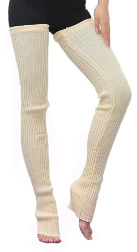 YAMEE Chaussettes de Yoga Chaudes pour Femmes Souples Flexible,Longs Tricotés Chaussettes Chauffe-jambes Jambières pour Ballet Fitness,Jambières Longues pour Femmes,Chaussettes Bottes Longues