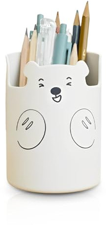 Aipeeo Stiftehalter,Bleistifthalter,Stifteköcher, Stiftehalter Rund, Bärengestalt, Geeignet für Schulen, Wohnungen, Büros (Weiß)