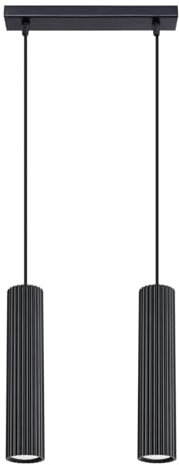SOLLUX lighting Hängelampe Pendelleuchte Hängeleuchte Deckenlampe Lampe Decke Aluminium 2 Flammig 30 x 6,5 x 16,5 cm Karbon Schwarz
