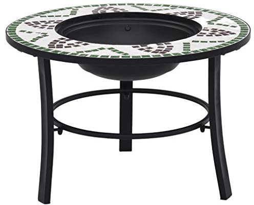 ShGaxin Feuerstelle Mosaik Keramik Grün 68 cm, Feuerkorb, Feuerschale Outdoor, Lagerfeuer, Bonfire, Garten - 46722
