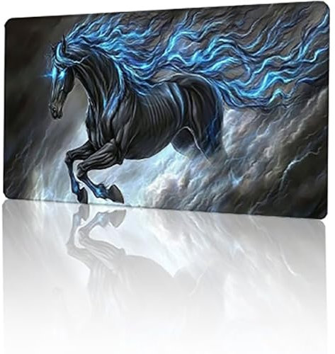 Alfombrilla Ratón Negro, Caballo Alfombrilla Ratón 900x400x3mm, Extendido Alfombrilla Gaming Escritorio con Bordes Cosidos, Lmpermeable Antideslizante Fondo de Goma Mouse Pad Regalo Mujer hombre T-965