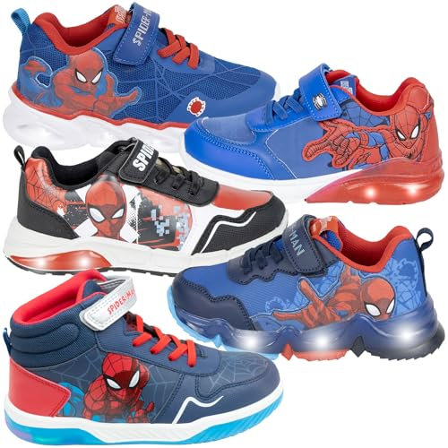 Marvel Spiderman – Kinder – Turnschuhe mit LED-Lichtern – Original Lizenzprodukt, 6747 Blau Rot LED, 31 EU