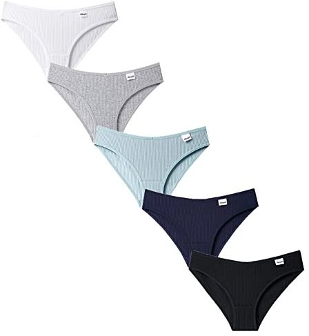 sous Vetement Femme Femmes 5 pièces Culottes Sexy sous-vêtements Bikini Tongs Culottes Slips Shorty sans Couture Femme Short Femme Enceinte (White, S)