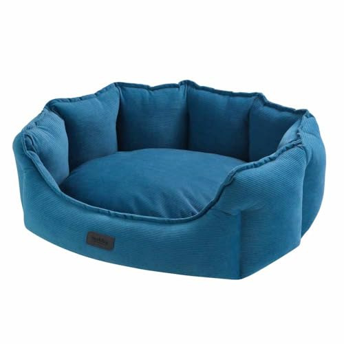 Nobby Komfort Bett oval Cordo blau 55 x 50 x 21 cm