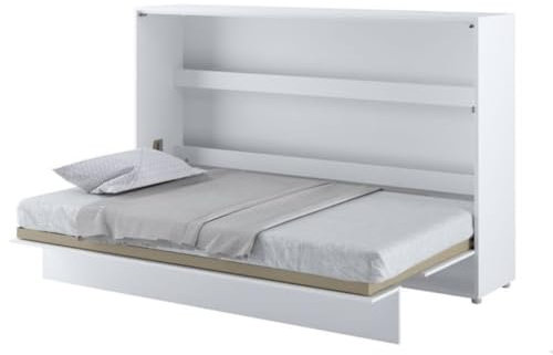 Friderik Bed Concept BC-05 Wandklappbett Horizontal Schrankbett ohne Matratze, 120x200 cm (Weiß Hochglanz)