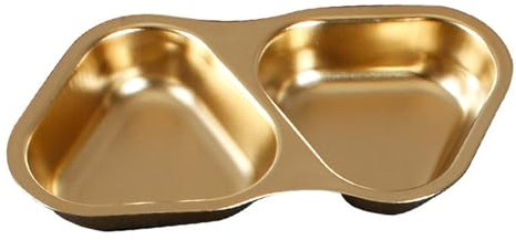 Stainless Steel Dog Bowls,Stainless Steel 2 Grids Cat Dog Food Bowls Dog Feeding Bowls, Small Pet Feeder Bowls And Water Bowls(Gold,A)