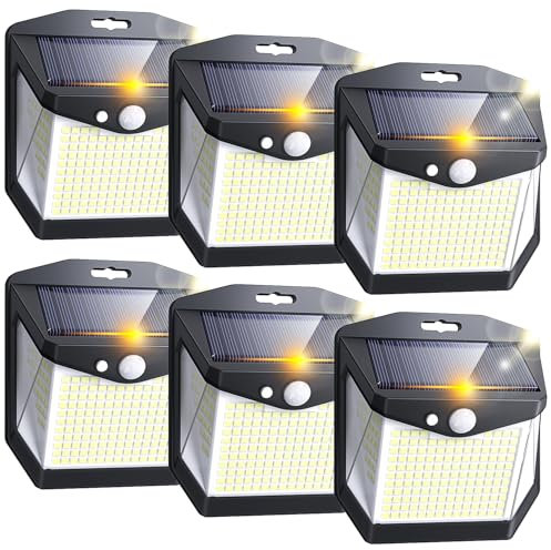 Lampe Solaire Exterieur Mouvement Détecteur: 248 LED Lampe Spot Solaire Extérieur Détecteur de Mouvement 3 Modes Exterieures Jardin Projecteur Solaires 270° Eclairage pour Patio Garage Lot de 6