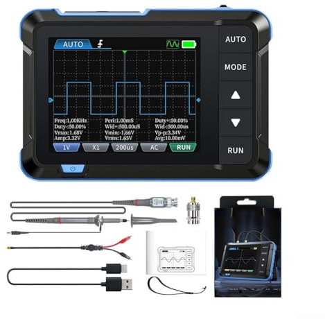 Osciloscopio digital de mano, mini portátil DSO153 Digital con osciloscopios integrados del generador de la función para el análisis de la señal (A)