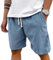 Eleganti Pantaloncini Casual Mokaloha da Uomo - Morbido Velluto a Coste con Elastico in Vita, Perfetti per L'Estate e la Spiaggia, con Tasche (Blue,L)