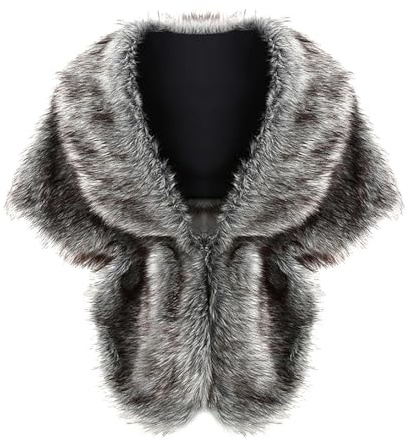 OhMill Damen Kunstfell-Schal, Umhang für Kleider, Winter, warm, Kunstpelz-Poncho, Abendparty, Schulter-Wickelwärmer