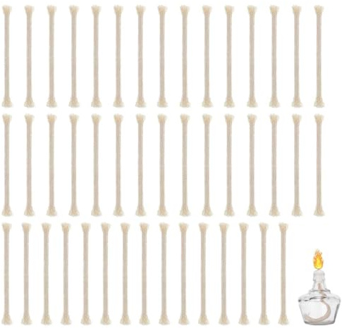 JRYXDS 30 Stück 8Mm Docht Für Öllampen Ersatzdocht, Runde Baumwolldochte Für Öllampen, Geflochtener Baumwoll-Ersatzdocht Für Fackeln, Alkoholkerzenbrenner, Petroleumlampe, Öllaterne
