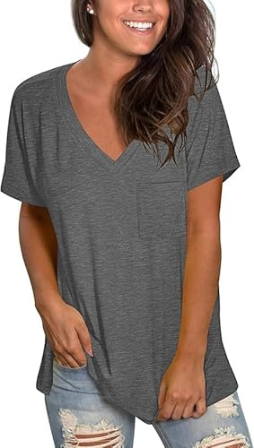 MOLERANI été t-Shirts pour Femmes col en V Basique Hauts à Manches Courtes Ample Blouses décontractées
