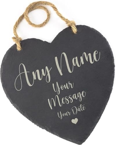 Personalised Memorial Heart Plaque Grave Slate Marker Custom Headstone Funeral Remembrance (Small)