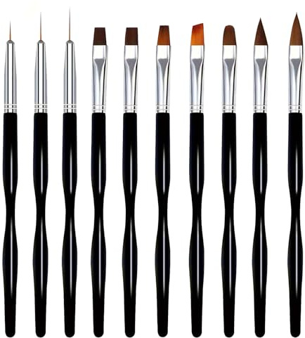 Nail Art Brushes Set, 10Pcs Professional Precision Fine Liner Brushes & Painting Dotting Pens Kit, DIY Manicure Tools for Acrylic, Gel Nails, Nail Art Design