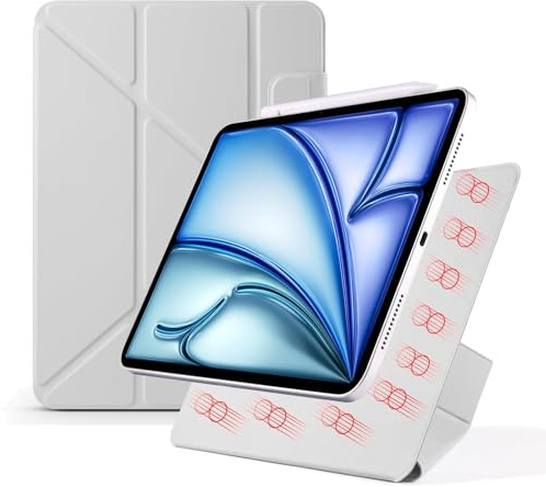 LAHDFKAJ for ipad Air 11(2024)/Air 4/5 10.9,Magnetic Attachment Slim Trifold Cas Auto Wake/Sleep,Multi-Viewing Angles,Slim Light Shell Cover(Grey)